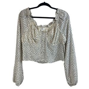 Society + Stitch Sweetheart Neckline Cropped Dobby Blouse Size L New